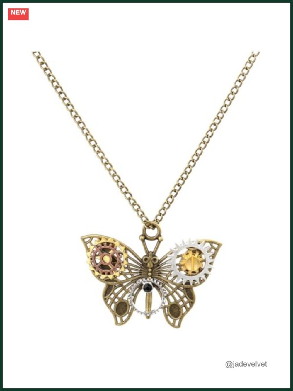 Steampunk Gear Collar Necklace Antique Brass Silver-Tone Cog Pendant